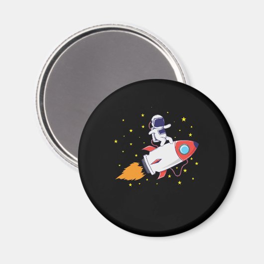 Aimant Astronaute sur fusée (Recto/Verso)