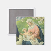 Aimant Atelier de Joseph avec Marie et Bébé Jésus (Recto/Verso)