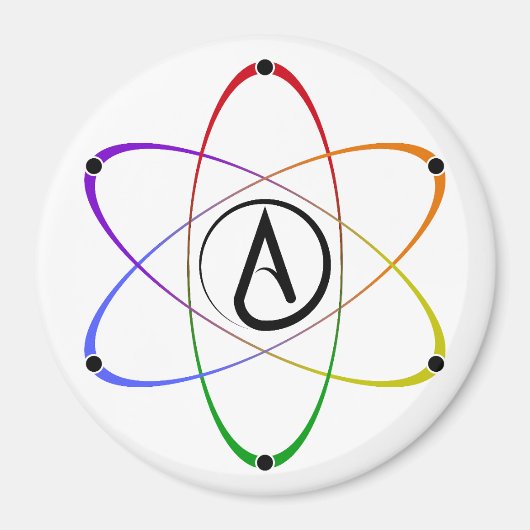 Aimant Atheist Atom Symbol Rainbow (Devant)