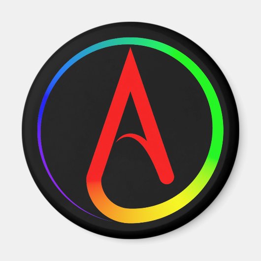 Aimant Atheist Symbol Rainbow (Devant)