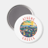 Aimant Athènes Grèce Cercle en détresse rétrograde (Recto/Verso)