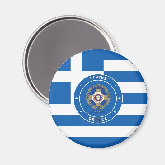 Aimant Athènes, Grèce Emblème & Drapeau (Recto/Verso)