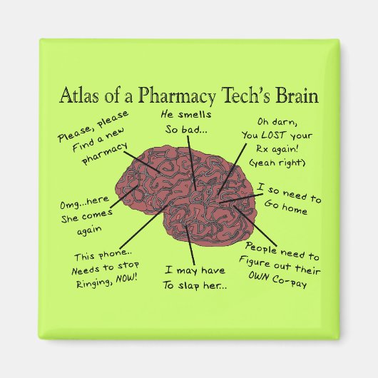 Aimant Atlas du cerveau d'un technicien en pharmacie (Devant)