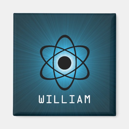 Aimant atomique Nerdy, bleu (Devant)
