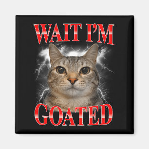 Aimant Attendez le chat goated bête mème de chat drôle ho