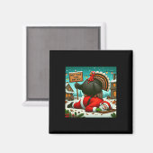 Aimant Attends Ton Tour Gros Garçon Turquie Père Noël Fun (Recto/Verso)