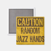 Aimant Attention ANCIEN Signe Random Jazz Mains Jaune/Noi (Recto/Verso)