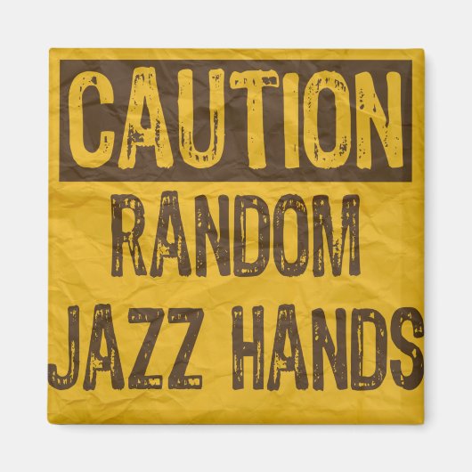 Aimant Attention ANCIEN Signe Random Jazz Mains Jaune/Noi (Devant)