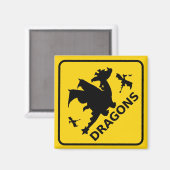 Aimant Attention aux dragons Signal d'avertissement (Recto/Verso)