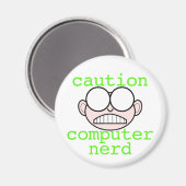 Aimant Attention : Ordinateur Nerd (Recto/Verso)