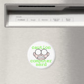 Aimant Attention : Ordinateur Nerd (In Situ (Lave-vaisselle))