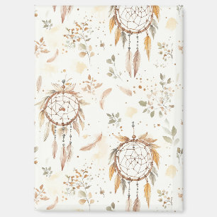 Aimant Attrape-rêves plumes Boho crème