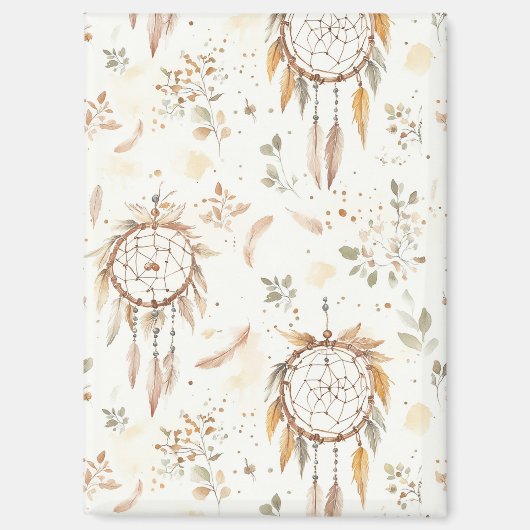 Aimant Attrape-rêves plumes Boho crème (Recto)
