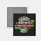 Aimant AU DÉBUT DIEU Jour des terres chrétien (Recto/Verso)