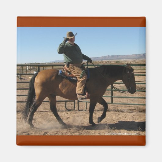 Aimant Au-dessus de la colline Cowboy et Horse - Humour d (Devant)