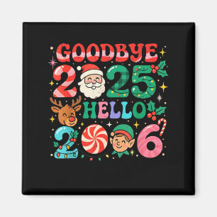 Aimant Au revoir 2025 Bonjour 2026 Joli Noël Nouvel An