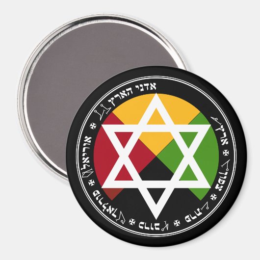 Aimant Aube Dorée Terre Pentacle sur Noir (Recto/Verso)