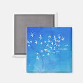 Aimant "Aucun filet ne m'enfonce" + oiseaux (blanc sur bl (Recto/Verso)