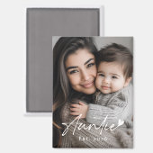 Aimant Auntie Est année manuscrite écriture coeur (Recto/Verso)