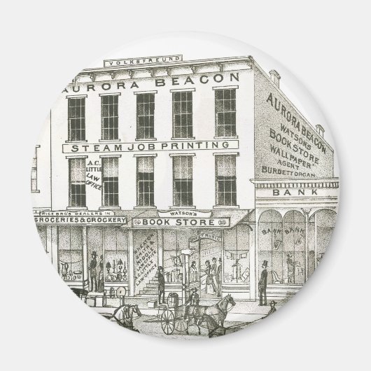 Aimant Aurora Illinois Aurora Beacon News 1871 Stone Lith (Devant)