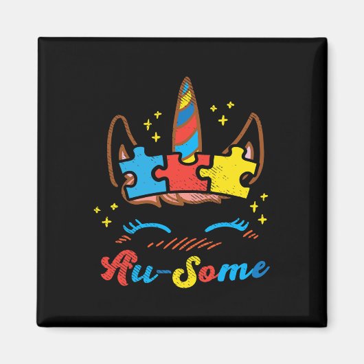 Aimant Ausome Unicorn Face Puzzle Sensibilisation sur l'a (Devant)