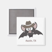 Aimant Austin Texas Cute Cartoon Cowboy Bat (Recto/Verso)