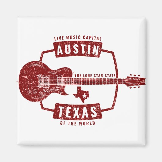 Aimant Austin Texas Live Music Guitare (Devant)