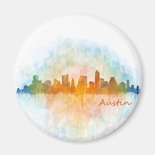 Aimant Austin Texas skyline watercolor v4 (Devant)