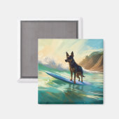 Aimant Australian Kelpie Beach Surf Paining (Recto/Verso)