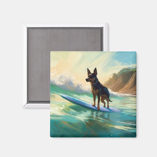 Aimant Australian Kelpie Beach Surf Paining (Recto/Verso)