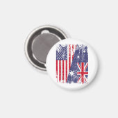 Aimant AUSTRALIAN ROOTS Half American Flag AUSTRALIE (Recto/Verso)