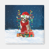 Aimant Australian Shepherd dog avec cadeaux de Noël (Devant)