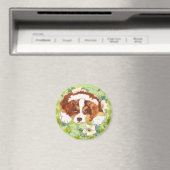 Aimant Australian Shepherd Red Tri Puppy ~ Feuilles verts (In Situ (Lave-vaisselle))
