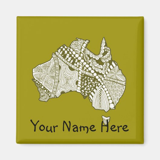 Aimant Australie Carte Doodle Art (Devant)