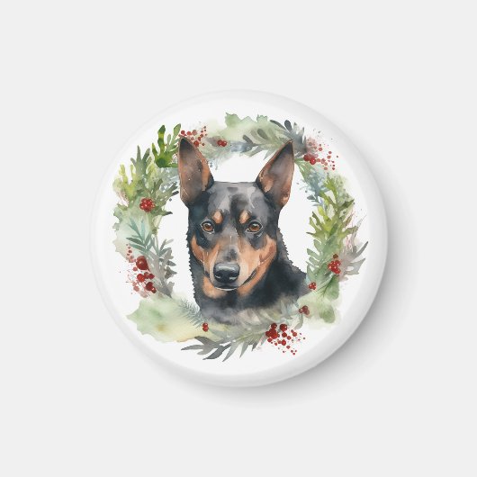 Aimant Australie Kelpie Noël Wreath Festive Pup (Devant)