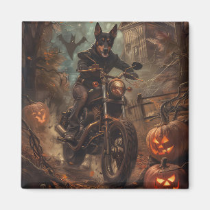 Aimant Australien Kelpie équitation moto Halloween