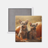 Aimant Australien Terrier Chiot Automne Citrouille de pla (Recto/Verso)