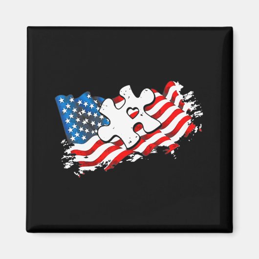 Aimant Autism American Flag Puzzle Sensibilisation sur l' (Devant)