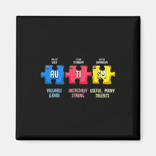 Aimant Autism Aware Puzzle Chemical Element (Devant)