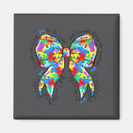 Aimant Autism Coquette Bow Puzzle Autism Awareness Proud  (Devant)