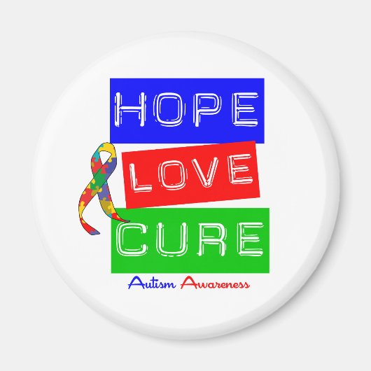 Aimant Autism Hope Love Cure (Devant)