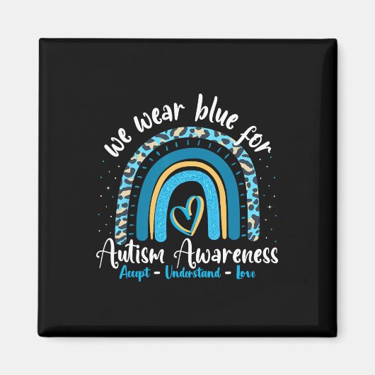 Aimant Autism Rainbow Leopard April We Wear Blue Autism A (Devant)