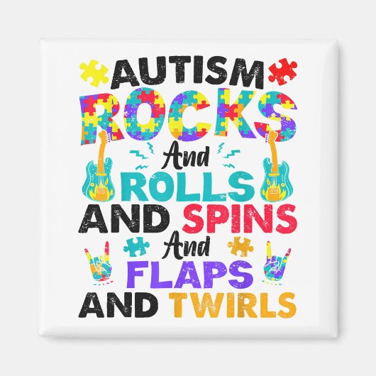 Aimant Autism Rocks Et Rolls Drôle Sensibilisation sur l' (Devant)