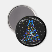 Aimant Autisme Arbre de Noël bleu (Recto/Verso)