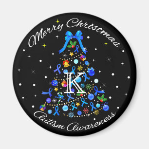 Aimant Autisme Arbre de Noël bleu