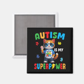 Aimant Autisme Chat Est Ma Superpuissance Accepter Soutie (Recto/Verso)