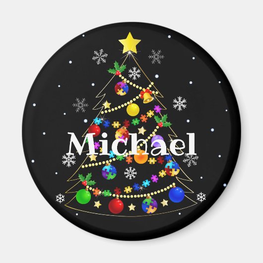 Aimant Autisme coloré Arbre de Noël (Devant)