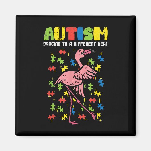 Aimant Autisme Danser Différents Flamant rose Beat mignon (Devant)