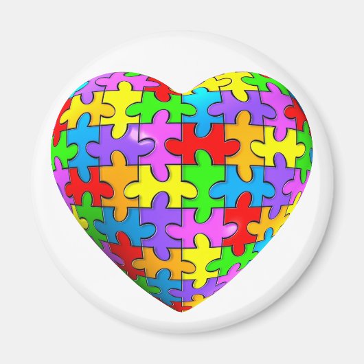 Aimant Autisme Puzzle Coeur (Devant)