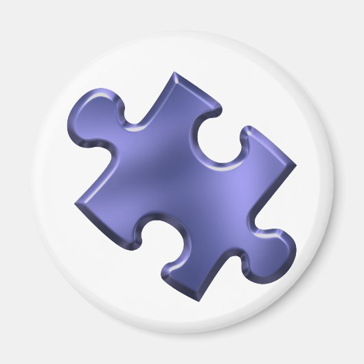 Aimant Autisme Puzzle Pièce Bleu (Devant)